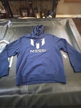 Men's Navy Messi Logo Pullover Hoodie
